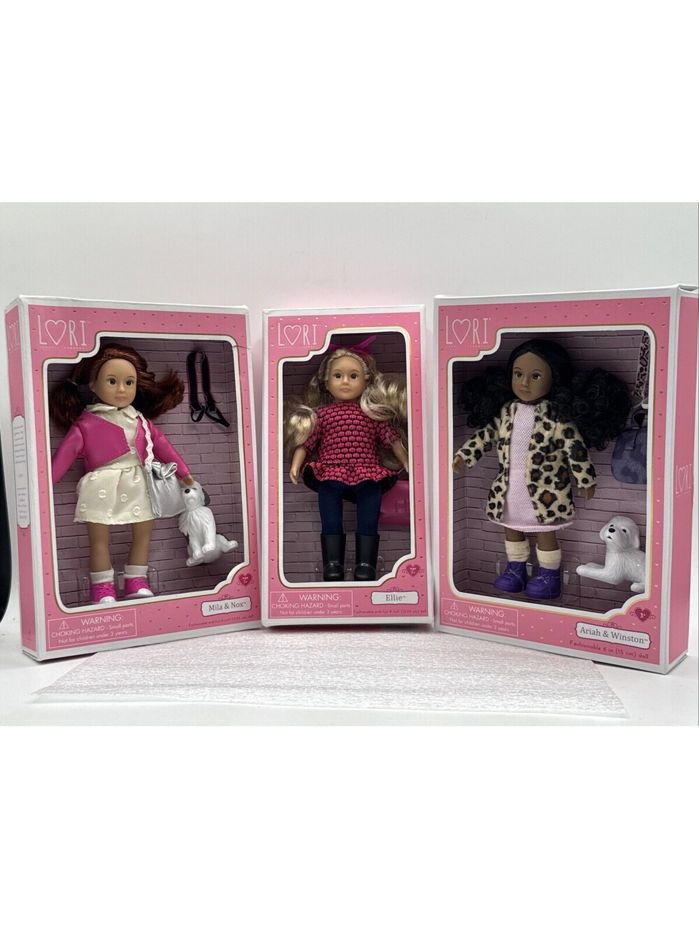 Lot 3 Lori 6” Dolls With Pet Dogs: Mila & Nox, Ariah & Winston, Ellie New Battat